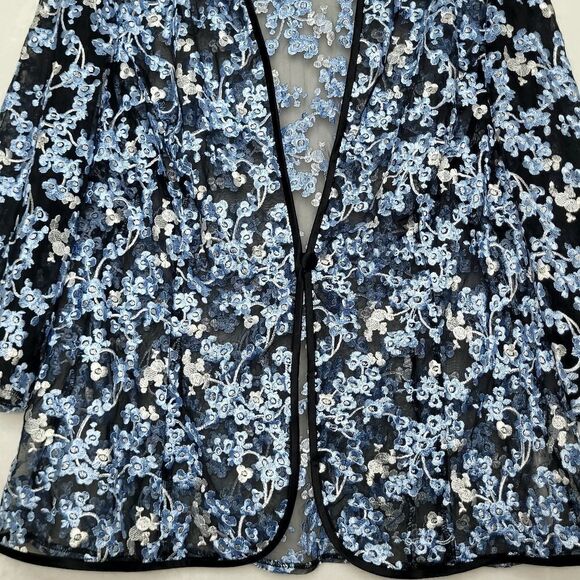 Alex Evenings Embroidered Sheer Single Button Cardigan Size 1X - Picture 3 of 7